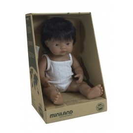 Miniland Doll - Hispanic Boy 38cm | Anatomically Correct Baby Doll