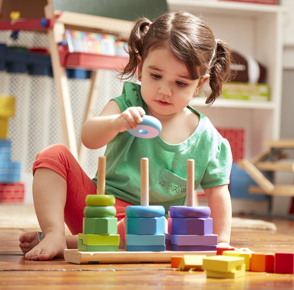 melissa and doug wooden geometric stacker