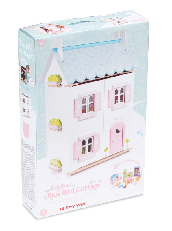 blue wooden dolls house