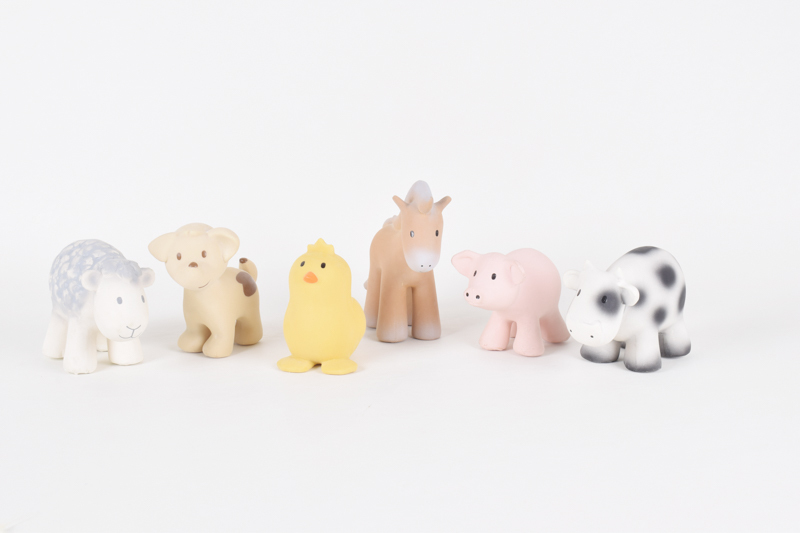 Tikiri My First Farm Animals | Natural Rubber Rattle & Teether | Eco Toy  Baby Shower Gift Australia