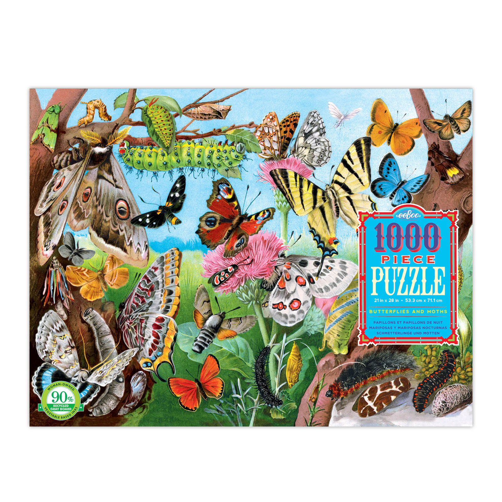 1000 Pieces eeBoo Birds in Fern Jigsaw Puzzle for Adults