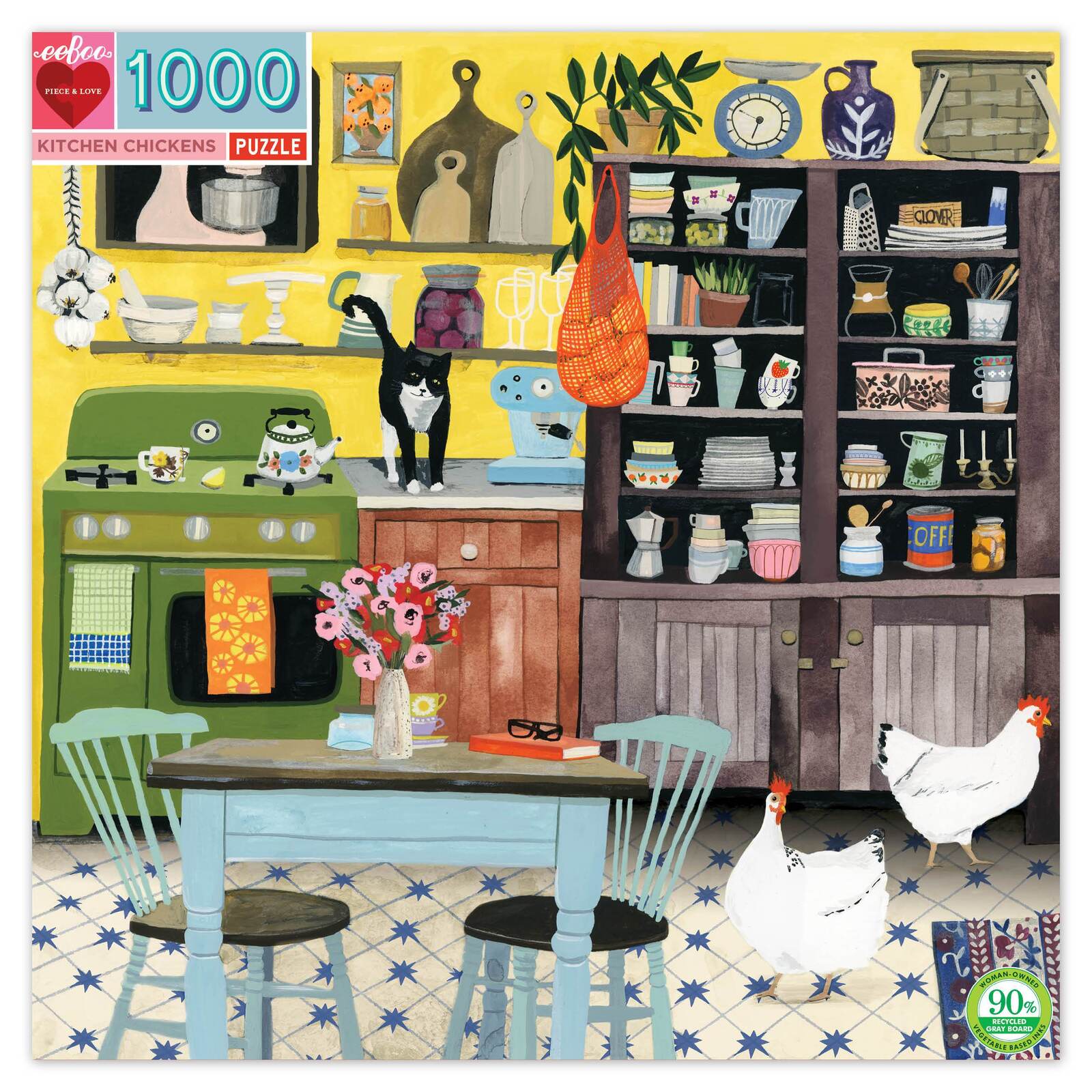 Eeboo Kitchen Chickens 1000pc Square Jigsaw Buy Eeboo Puzzles Online Noosa Puzzles Toy Store