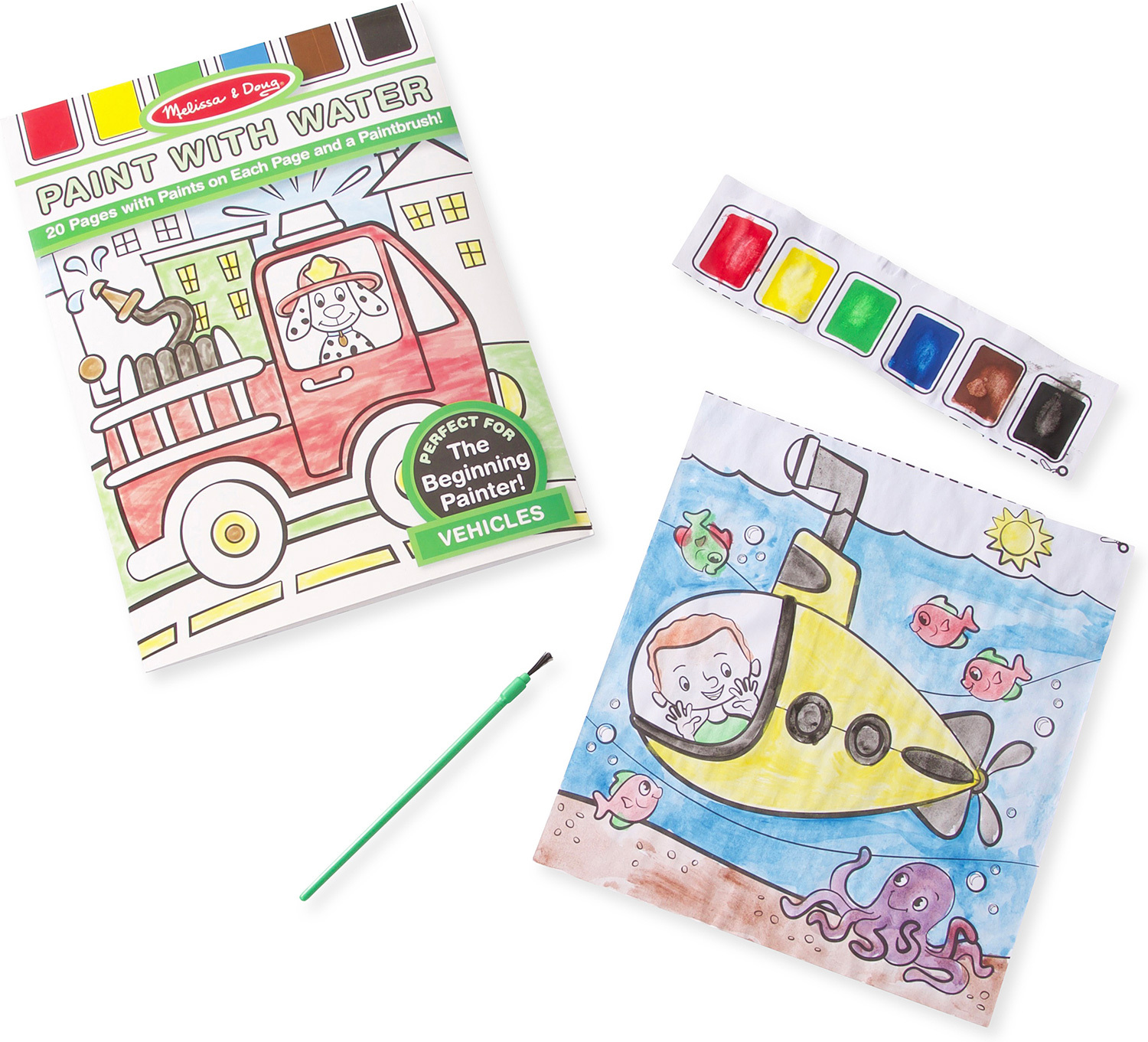 Melissa And Doug Paint with Water Book Vehicles Activity Books For