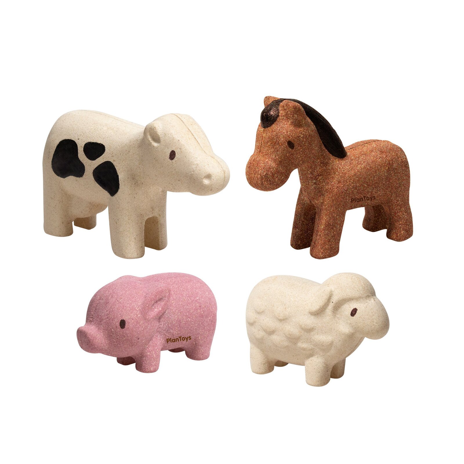 Plan Toys Farm Animals Set Eco-friendly Wooden Play Animals 