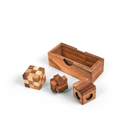 3 Puzzles In A Wooden Box - Planet Finska