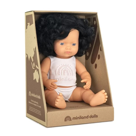 Miniland Caucasian Girl With Black Hair Doll 38cm