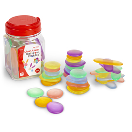 Edx Education Clear Junior Rainbow Pebbles  - Jar of 36