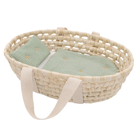 Woven Doll Moses Basket Set - Sage