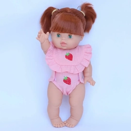  Strawberry Frilled Bib & Diaper Doll Set 34-38cm Dolls