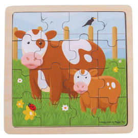 Bigjigs Cow & Calf Wooden Puzzle 16pc