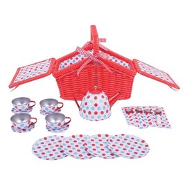 Bigjigs Spotted Basket Tea Set