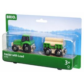 BRIO Farm Tractor with Load | Wooden 3 Piece Set