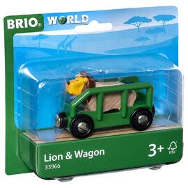 BRIO Safari Lion and Wagon | Wooden 2 Piece Set