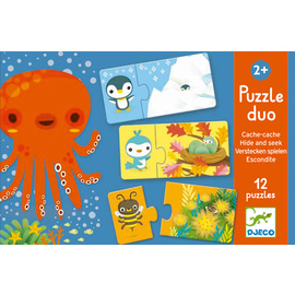 Djeco Duo Puzzle | Hide and Seek 12 x 2pc Puzzle Set