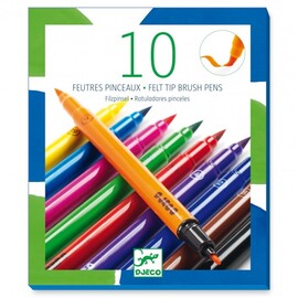 Djeco Felt Brushes Classic - 10 Pk Double ended Felt Markers