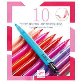 Djeco Felt Brushes Pastel Colours - 10 Pack Double ended Felt Markers