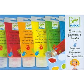 Djeco Finger Paints - 6 Pk Assorted Classic Colours