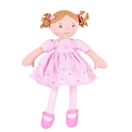 Bonikka Rag Doll - Amelia with Light Brown Hair & Pink Linen Dress