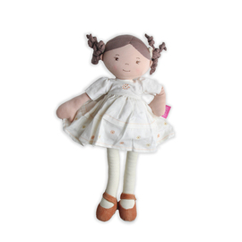 Bonikka Rag Doll - Cecilia with Brown Hair & Cream Linen Dress