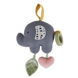 Tikiri Elephant Vibrating Pram Activity Toy | Natural Cotton & Rubber Teether