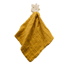 Tikiri Safari Giraffe Rubber Teether with Mustard Muslin Comforter