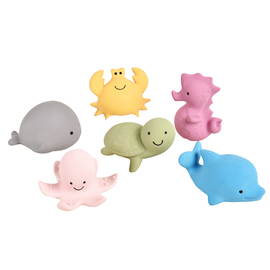 Tikiri My First Ocean Buddies | Natural Rubber Rattle & Teether Toys - 6 Assorted Designs