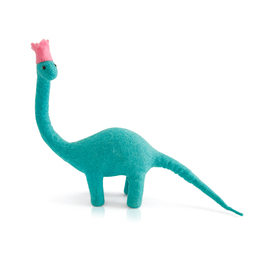 Dashdu - Large Turquoise Felt Brontosaurus with Pink Crown