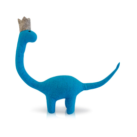 Dashdu - Diplomatic Dino, Large Blue Felt Brontosaurus with Grey Crown