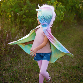 Rainbow Reversible Unicorn Dragon Cape Size 4-6