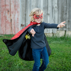  Reversible Spider & Bat Cape With Mask (Size 4-6 )