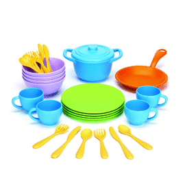 Green Toys Cookware and Dining Set | 27 Piece Eco-Friendly Dining Set