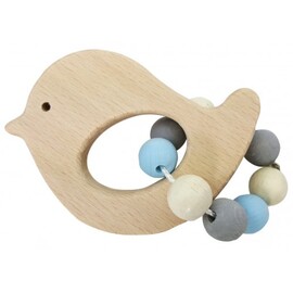 Hess-Spielzeug Rattle Bird Natural Blue | Wooden Baby Toy
