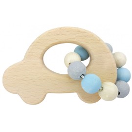 Hess-Spielzeug Rattle Car Natural Blue | Wooden Baby Toy