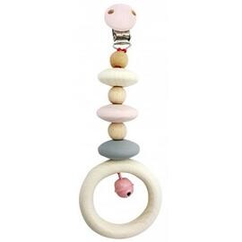 Hess-Spielzeug Pram Hanger | Natural Pink Wooden Pram Toy