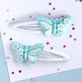 Mint Butterfly Hair Clips
