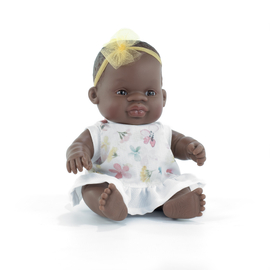 Miniland Doll - African Girl Baby Doll 21cm Dressed