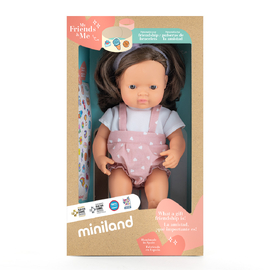 Miniland - My Friends & Me Baby Doll Brown Hair Girl 38Cm
