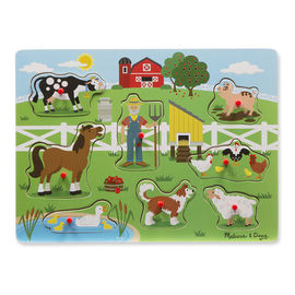 Melissa & Doug - Farm Sound Puzzle | 8 Piece Wooden Peg Puzzle