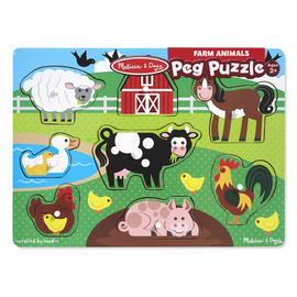 Melissa & Doug - Farm Animals Wooden Peg Puzzle