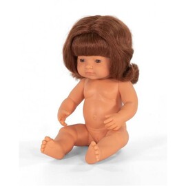 Miniland Doll - Caucasian Girl Red Head 38cm | UNDRESSED Anatomically Correct Baby Doll