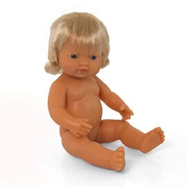 Miniland Doll - Caucasian Girl 38cm | UNDRESSED Anatomically Correct Baby Doll
