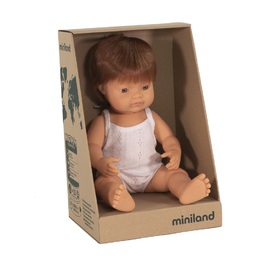 Miniland Doll - Caucasian Red Head Boy 38cm | Anatomically Correct Baby Doll