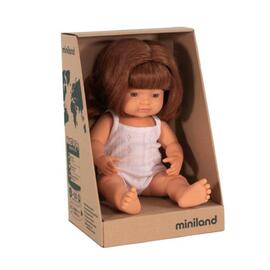 Miniland Doll - Caucasian Girl Red Head 38cm | Anatomically Correct Baby Doll