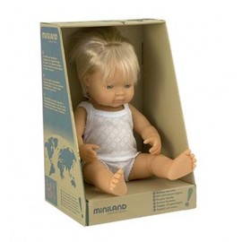 Miniland Doll - Caucasian Boy 38cm | Anatomically Correct Baby Doll
