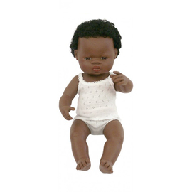 Miniland Doll - African Boy 38cm | Anatomically Correct Baby Doll