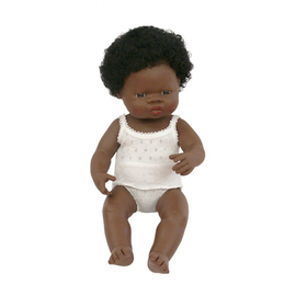Miniland Doll - African Girl 38cm | Anatomically Correct Baby Doll