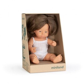 Miniland Doll -  Caucasian Girl with Down Syndrome 38cm | Anatomically Correct Baby Doll