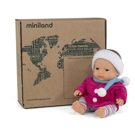 Miniland Doll Asian Girl 21cm Boxed with Outfit | Anatomically Correct Baby Doll
