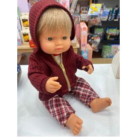 Miniland Doll Caucasian Boy 38cm with Outfit | Anatomically Correct Baby Doll