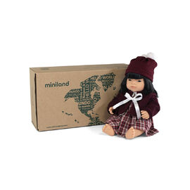 Miniland Doll Asian Girl 38cm Boxed with Outfit | Anatomically Correct Baby Doll